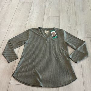 Chaser Women's Long Sleeve Waffle Knit Thermal Top Green Size XL